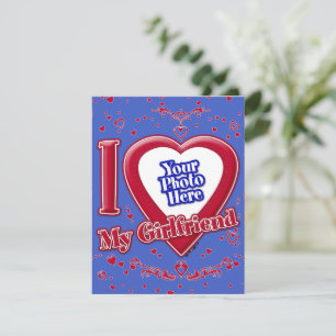 Cartes Pour Fêtes Annuelles I Love My Girlfriend Photo Red Hearts Deep Royal B