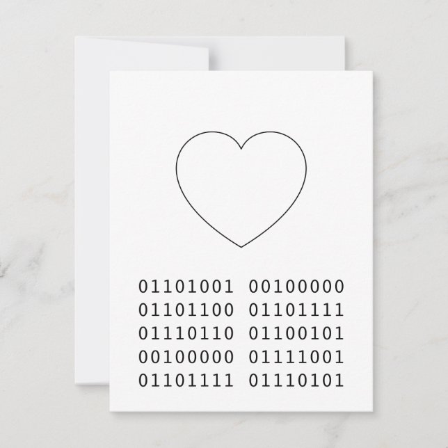 Cartes Pour Fêtes Annuelles I Love You Binary Heart Valentine's Day Geek (Devant)
