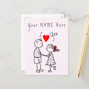 Cartes Pour Fêtes Annuelles I Love You Card Love Couple - Nom du texte personn