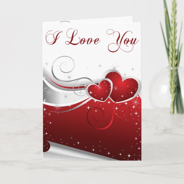 Cartes Pour Fêtes Annuelles I Love You Red and White Hearts Valentine Card (Devant)