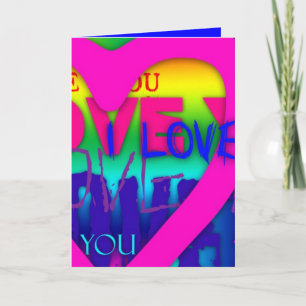 Cartes Pour Fêtes Annuelles I Loy You Electric Colours Pop Art V2 Greeting C