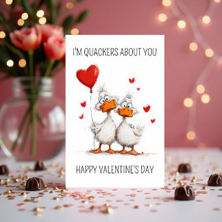 Cartes Pour Fêtes Annuelles I’m Quackers About You Cute Duck Valentine’s Day