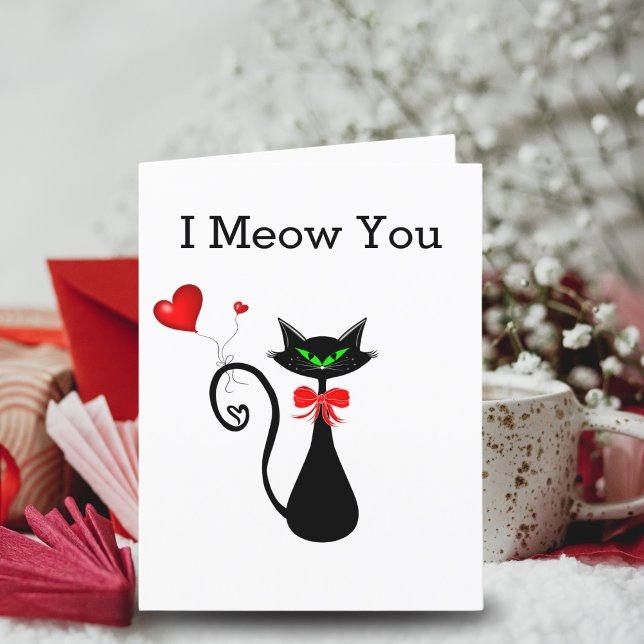 Cartes Pour Fêtes Annuelles I Meow You siamois avec des coeurs Saint-Valentin  (Créateur téléchargé)