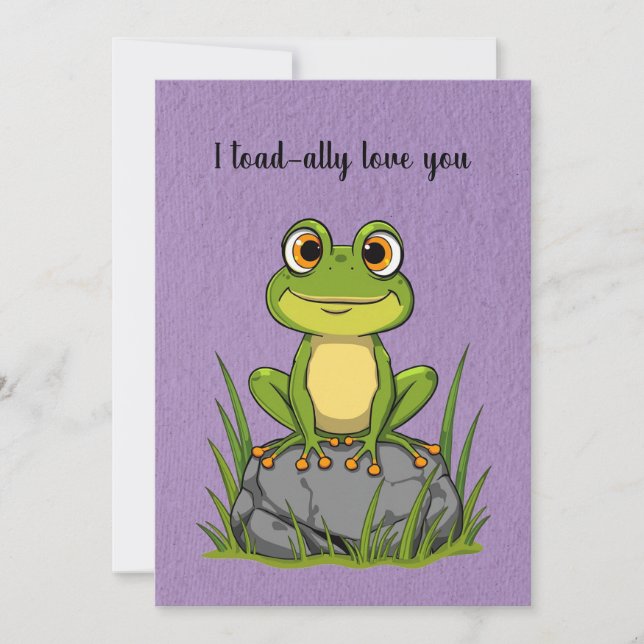 Cartes Pour Fêtes Annuelles I toad-ally love you - Cartoon toad on a rock (Devant)