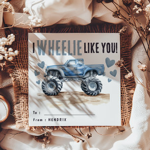 Cartes Pour Fêtes Annuelles I Wheelie Comme Toi   Blue Monster Truck Kids
