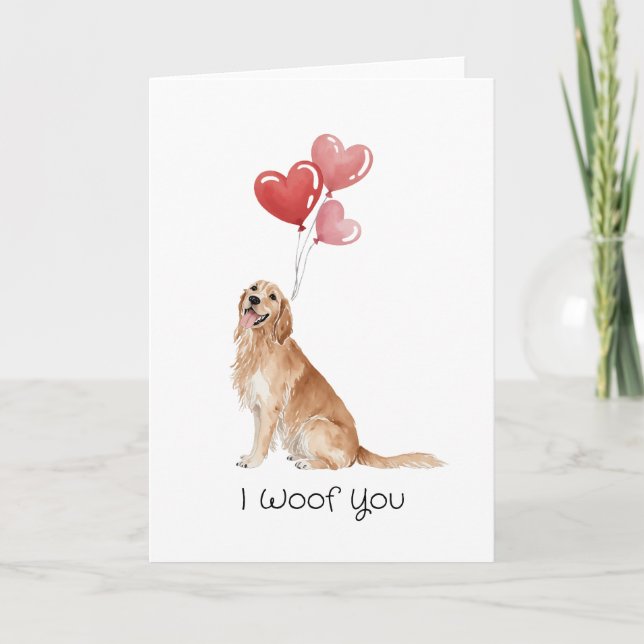 Cartes Pour Fêtes Annuelles I Woof You Golden Retriever (Devant)