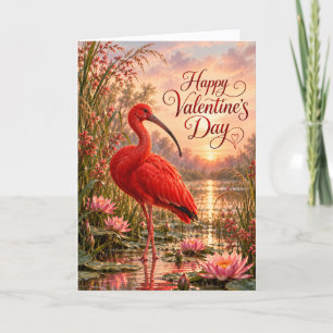 Cartes Pour Fêtes Annuelles Ibis Écarlate Coucher de Soleil Zone Humide Joyeus
