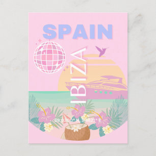 Cartes Pour Fêtes Annuelles Ibiza, Espagne, Art Voyage, Art Preppy, Rose