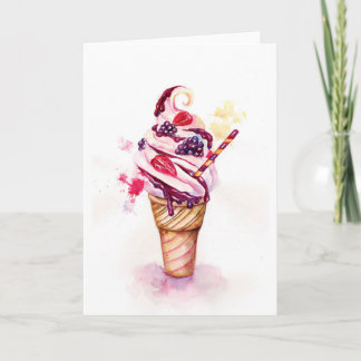 Cartes Pour Fêtes Annuelles Ice cream with strawberry and blackberry