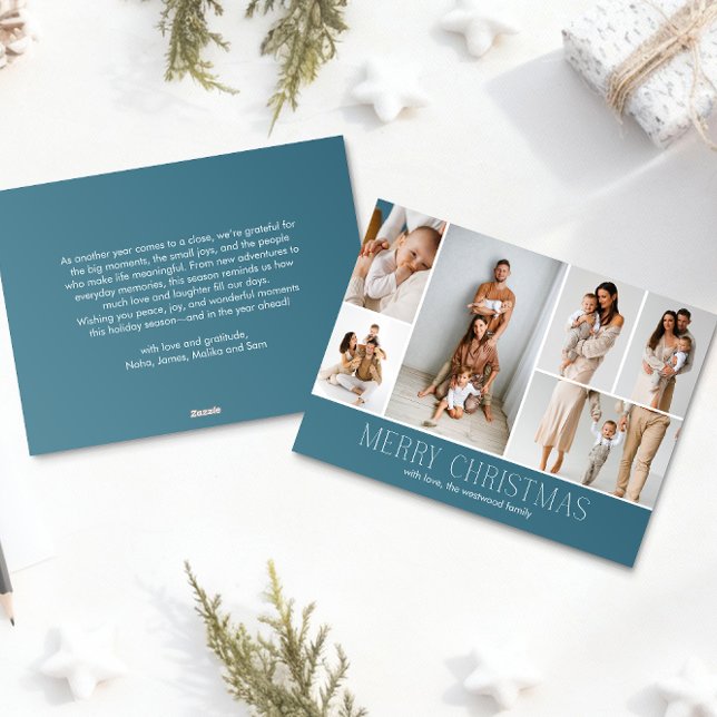 Cartes Pour Fêtes Annuelles ICE Joyeux Noël Elégant 6 Collage Photo (Créateur téléchargé)