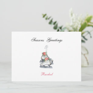 Cartes Pour Fêtes Annuelles Ice Skates Christmas Vintage Winter Flowers