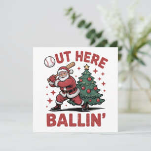 Cartes Pour Fêtes Annuelles Ici dehors Santa joue au baseball Noël