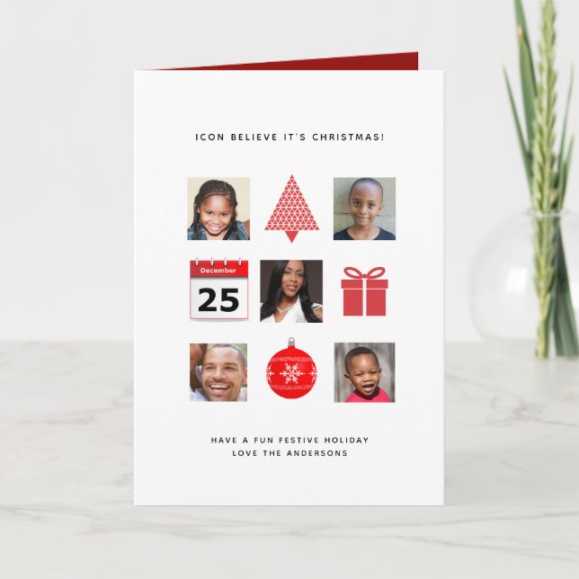 Cartes Pour Fêtes Annuelles ICON Croyez son Noël 5 PHOTO COLLAGE Moderne (Devant)