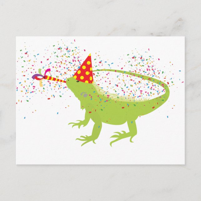 Cartes Pour Fêtes Annuelles Iguana Lizard Fête Animaux ayant une fête (Devant)