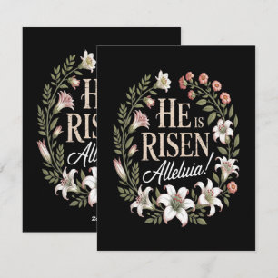 Cartes Pour Fêtes Annuelles Il Est Ressuscité Alleluia Floral Pâques Chrétien