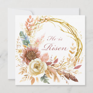 Cartes Pour Fêtes Annuelles Il est ressuscité boho fleuri wreath Pâques