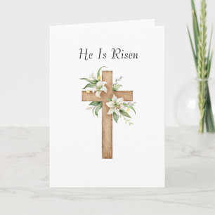 Cartes Pour Fêtes Annuelles Il est ressuscité Floral Cross Christian Pâques