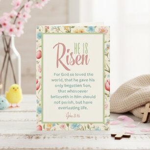 Cartes Pour Fêtes Annuelles Il Est Ressuscité Floral Pastel Christian Pâques