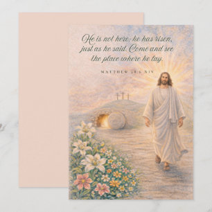 Cartes Pour Fêtes Annuelles Il est ressuscité – Matthieu 28:6 Verset biblique