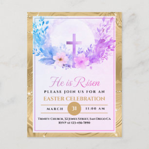 Cartes Pour Fêtes Annuelles Il Est Ressuscité Pâques Aquarelle Fleurs, Religie