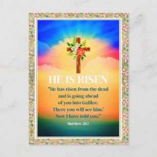 Cartes Pour Fêtes Annuelles Il Est Ressuscité Pâques Aquarelle Fleurs, Religie