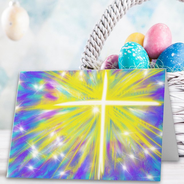 Cartes Pour Fêtes Annuelles Il est ressuscité Pâques Christian Art Moderne Des (Easter resurrection cross modern christian abstract art folded greetings card)