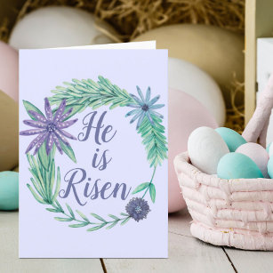 Cartes Pour Fêtes Annuelles Il est ressuscité violet religieux Bible de Pâques