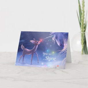 Cartes Pour Fêtes Annuelles Il est temps de briller la licorne magique Rudolph