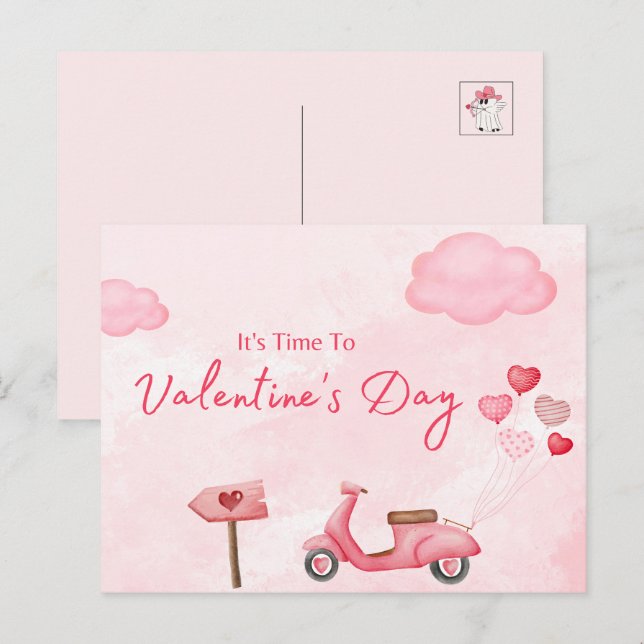 Cartes Pour Fêtes Annuelles Il est temps de la Saint-Valentin (Devant / Derrière)