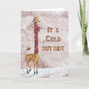 Cartes Pour Fêtes Annuelles Il fait froid à l'extérieur - écharpe de girafe