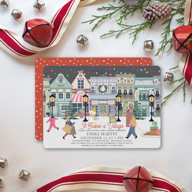 Cartes Pour Fêtes Annuelles Il Faut Un Baby shower Village Vacances (Créateur téléchargé)