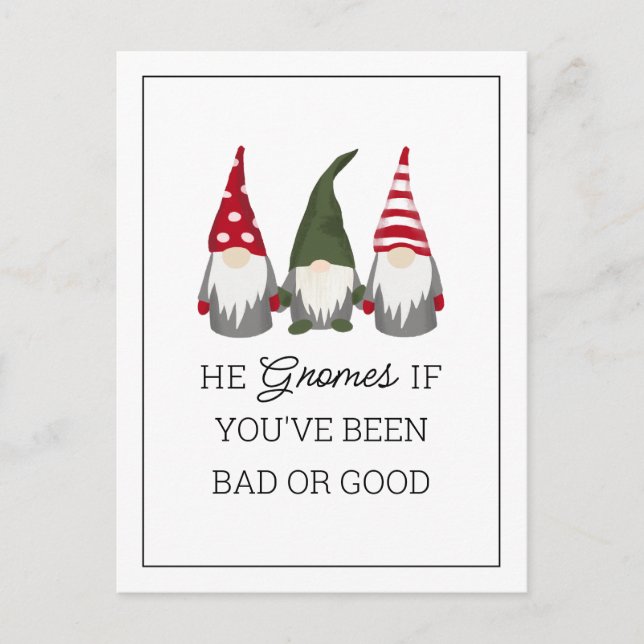 Cartes Pour Fêtes Annuelles Il Gnomes si vous avez été mauvais ou bon Noël (Devant)