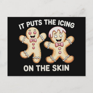 Cartes Pour Fêtes Annuelles Il Met La Glace Sur La Peau Pain D'épice Noël