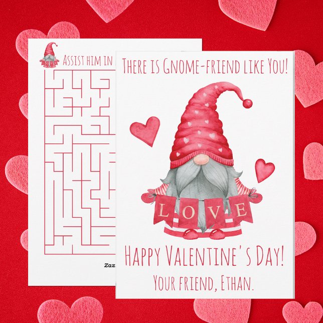Cartes Pour Fêtes Annuelles Il n'y a pas d'ami-gnome comme toi, Saint-Valentin (Make your friends and classmates feel special by personalizing this card for them.)