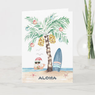 Cartes Pour Fêtes Annuelles Île de Noël Palmier Surf Santa Plage