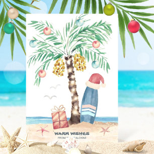 Cartes Pour Fêtes Annuelles Île de Noël Surf Santa Plage Tropicale