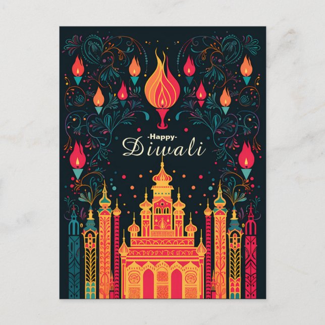 Cartes Pour Fêtes Annuelles Illumination Divine : Une fête de Diwali (Devant)
