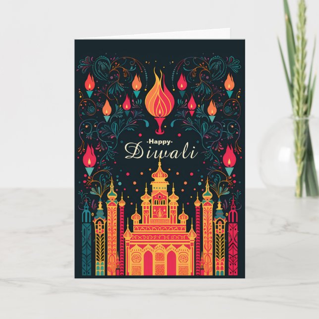Cartes Pour Fêtes Annuelles Illumination Divine : Une fête de Diwali (Devant)