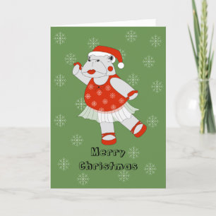 Cartes Pour Fêtes Annuelles illusima Ballerina Hippo Noël Snowflakes