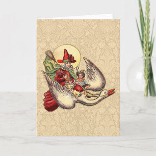 Cartes Pour Fêtes Annuelles Illustration Antique de l'Enfant de Mère l'Oye