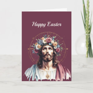 Cartes Pour Fêtes Annuelles Illustration chrétienne de Pâques Floral Christ