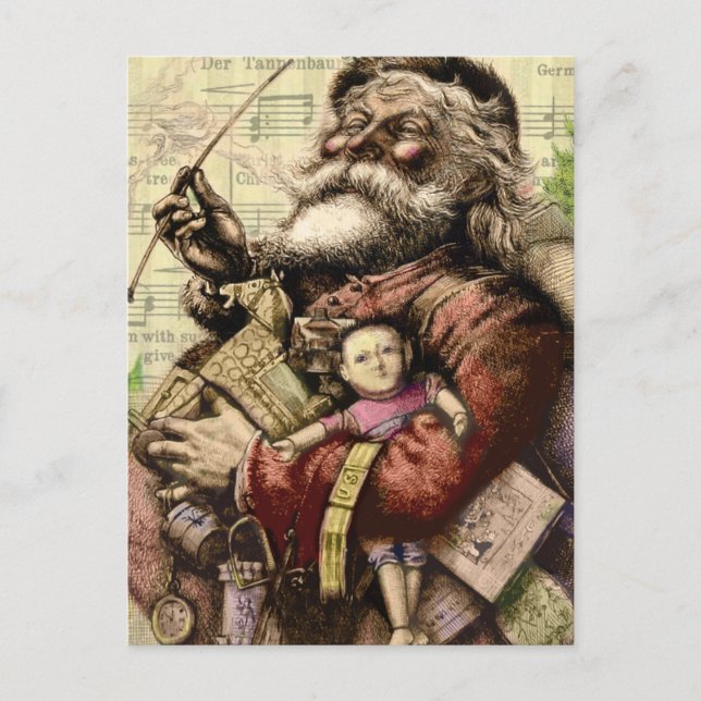 Cartes Pour Fêtes Annuelles Illustration classique de l'arbre du Père Noël joy (Devant)