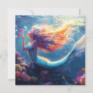 Cartes Pour Fêtes Annuelles Illustration colorée de sirène sous-marine