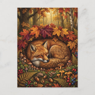 Cartes Pour Fêtes Annuelles Illustration cosy d'un renard roux endormi en auto