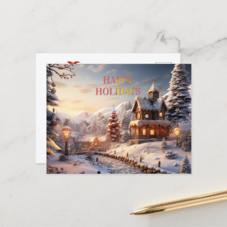 Cartes Pour Fêtes Annuelles Illustration Cosy Village à Noël