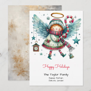 Cartes Pour Fêtes Annuelles Illustration d'ange excentrique rouge heureux 