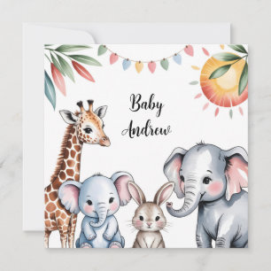 Cartes Pour Fêtes Annuelles Illustration d'animaux de safari à l'aquarelle mig