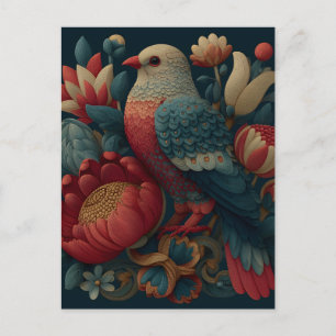 Cartes Pour Fêtes Annuelles Illustration d'art folklorique d'un oiseau parmi u