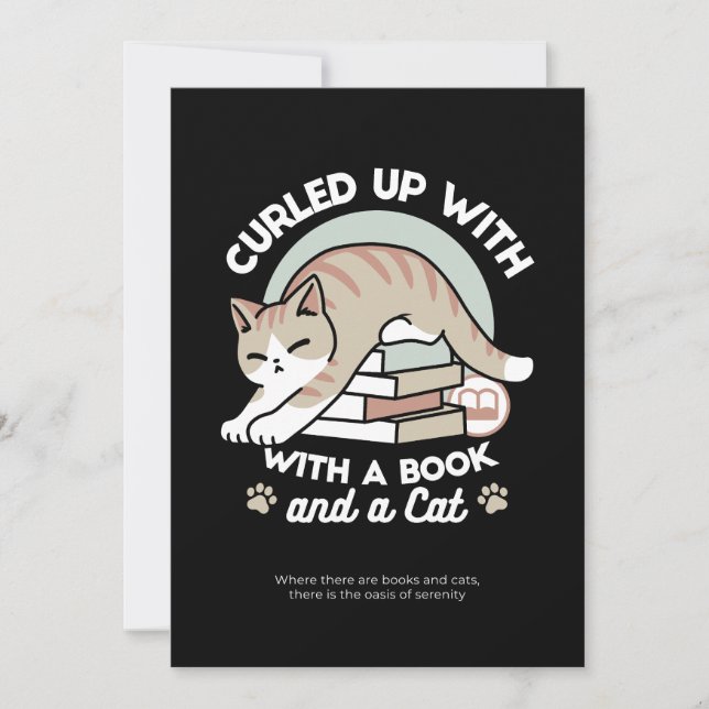 Cartes Pour Fêtes Annuelles Illustration de chat Lover - Curled Up & Cosy (Devant)