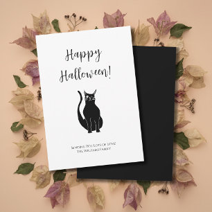Cartes Pour Fêtes Annuelles Illustration de chat noir mignon Halloween simple